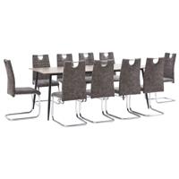 vidaXL 11-delige Eethoek kunstleer bruin