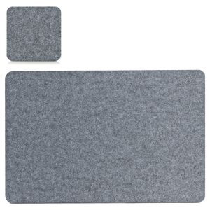 Placemats en onderzetters - set 4x - grijs - vilt - 45 x 30 cm