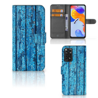 Xiaomi Redmi Note 11 Pro 5G/4G Book Style Case Wood Blue - thumbnail