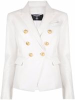 Balmain blazer en cuir à boutonnière croisée - Blanc