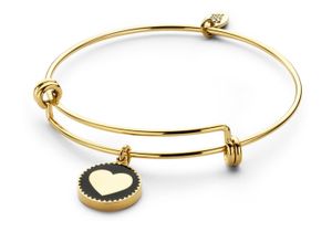 CO88 Collection 8CB-90183 - Stalen bangle met bedel - hart - one-size - goudkleurig