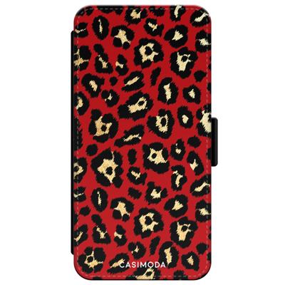 iPhone XR flipcase - Luipaard rood