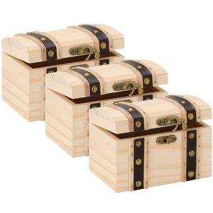 3x stuks Houten kistjes ronde deksel 14 x 9,5 cm hobby/knutselmateriaal