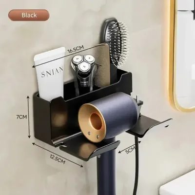Multifunctionele Haardrogerhouder - Wandmontage | Zonder Boren | ABS Kunststof