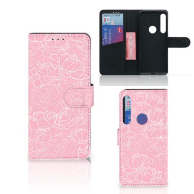 Motorola One Action Hoesje White Flowers