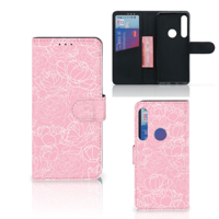 Motorola One Action Hoesje White Flowers