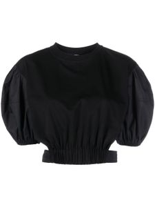 Karl Lagerfeld blouse crop à manches bouffantes - Noir