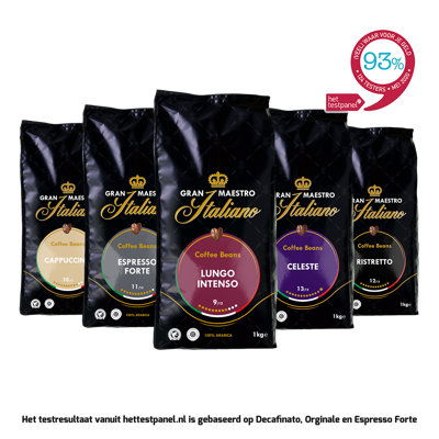 Koffiebonen proefpakket - Gran Maestro Italiano - Zuid Italië Krachtig & Intens - 5kg - OUD Koffiebonen proefpakket - Gran Maestro Italiano - Zuid Italië Krachtig & Intens - 5kg - OUD