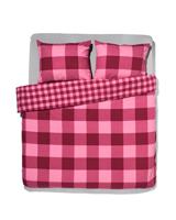 HEMA Dekbedovertrek Flanel 240x200/220 Ruit Roze Rood (rood) - thumbnail