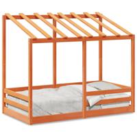 Kinderbed met bedhuis 80x160 cm massief grenenhout wasbruin - thumbnail