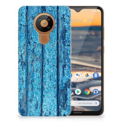 Nokia 5.3 Bumper Hoesje Wood Blue Nokia 5.3 Bumper Hoesje Wood Blue