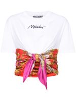 Moschino t-shirt crop à détail de foulard - Blanc - thumbnail