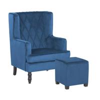 Beliani SANDSET - Fauteuil-Blauw-Fluweel