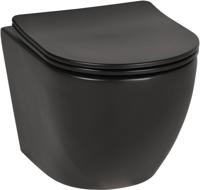 Saqu Please compact hangtoilet met softclose toiletbril 36x48x32cm mat zwart - thumbnail