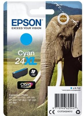 Epson Elephant Singlepack Cyan 24XL Claria Photo HD Ink Epson Elephant Singlepack Cyan 24XL Claria Photo HD Ink