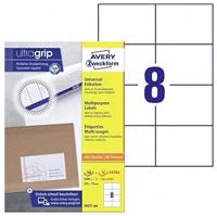 AVERY Zweckform 3427-200 universele etiketten (1.600 plus 160 zelfklevende etiketten extra, 105 x 74 mm op A4, bedrukbare verzendlabels, zelfklevende verzendstickers met ultragrip) 220 vellen, wit