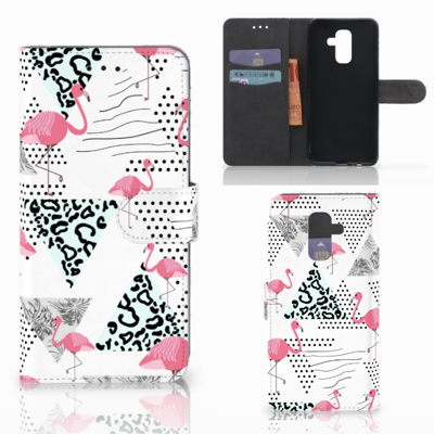 Samsung Galaxy A6 Plus 2018 Telefoonhoesje met Pasjes Flamingo Triangle Samsung Galaxy A6 Plus 2018 Telefoonhoesje met Pasjes Flamingo Triangle