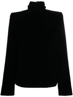 Saint Laurent blouse en velours à col montant - Noir