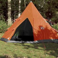 Tent 4-persoons 367x367x259 cm 185T taft grijs en oranje