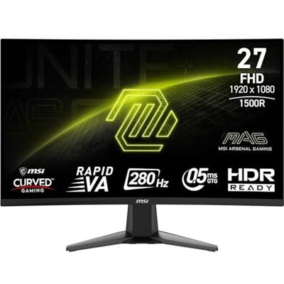MSI MAG 276CXFDE, Gaming-Monitor - (68.6 cm (27 Zoll), schwarz, FullHD, Rapid VA, Curved, HDMI, DP, 280Hz Panel) [Energieklasse E] (9S6-3CE01M-015)