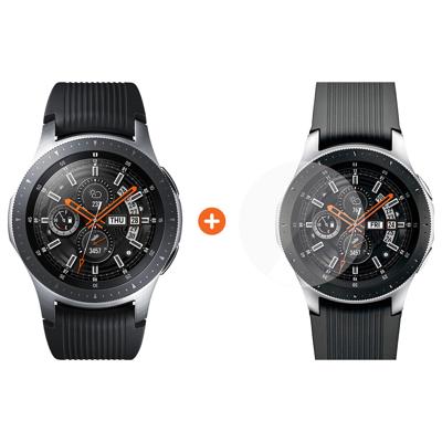 Samsung Galaxy Watch 46mm Silver + PanzerGlass Screenprotector Glas Samsung Galaxy Watch 46mm Silver + PanzerGlass Screenprotector Glas
