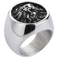 Mendes heren ring Leeuw Edelstaal Zilverkleurig-17mm