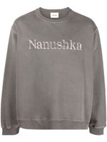 Nanushka sweat à logo brodé - Gris