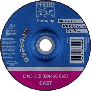 PFERD 62217738 E 180-7 ZIRKON SG CAST Afbraamschijf gebogen Diameter 180 mm Boordiameter 22.23 mm Grijs/grauw sferoïdisch gietijzer, Giethuid 10 stuk(s)