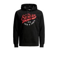 JACK & JONES ESSENTIALS hoodie met logo zwart