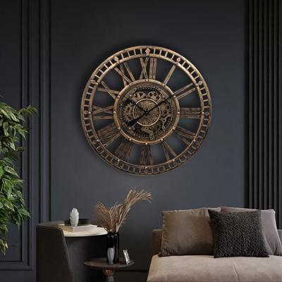 Grote Wandklok Tim - klok goud - industriële klok 90 cm