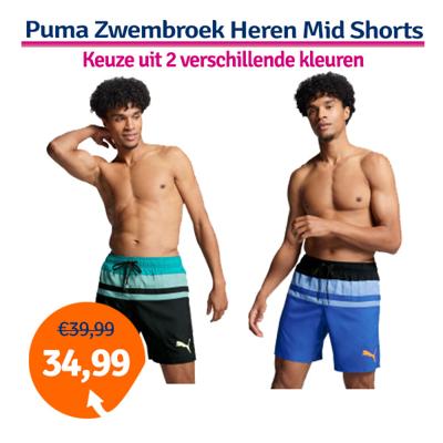 Puma Zwembroek Heren Heritage Stripe Mid Shorts Black Teal Combo-XL