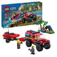 LEGO CITY brandweerauto 4x4 met reddingsboot 60412 - thumbnail