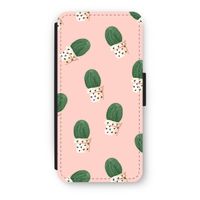 Cactusprint roze: iPhone 8 Flip Hoesje