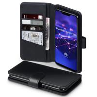 Qubits - luxe echt lederen wallet hoes - Huawei Mate 20 Lite - Zwart