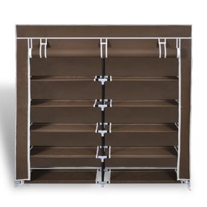 Schoenenkast met hoes 115x28x110 stof bruin