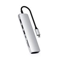 SATECHI USB-C Slank Multipoort Adapter Met Ethernet, 4K HDMI, 60W USB-C PD Opladen, 2 USB-A, SD/Micro Kaartlezers - Voor M2/ M1 Macbook Pro/Air, M2/ M1 iPad Pro/Air, M2 Mac Mini, iMac M1 (Zilver)