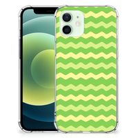 iPhone 12 Mini Doorzichtige Silicone Hoesje Waves Green - thumbnail