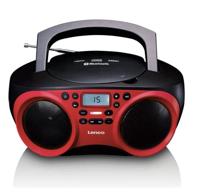 Lenco Radio CD-speler SCD-501 met Bluetooth en USB in rood/zwart