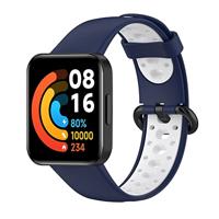 By Qubix - Tweekleurige sportband - Blauw met wit - Compatible met Xiaomi Redmi Watch 2 (Lite) - Compatible Xiaomi bandje