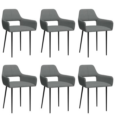 vidaXL Eetkamerstoelen 6 st stof lichtgrijs