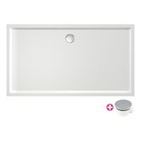 Douchebak Xenz Mariana | 150x90x4 cm | Incl.Afvoersifon-Chroom | Acryl | Rechthoekig | Wit glans