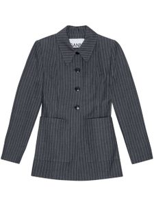 GANNI blazer boutonné à rayures - Gris