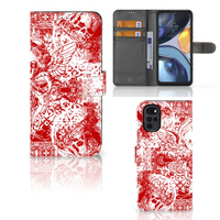 Telefoonhoesje met Naam Motorola Moto G22 Angel Skull Rood - thumbnail