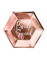 6 Bride Squad roségouden bordjes 23 cm - Roze - Uniek Formaat