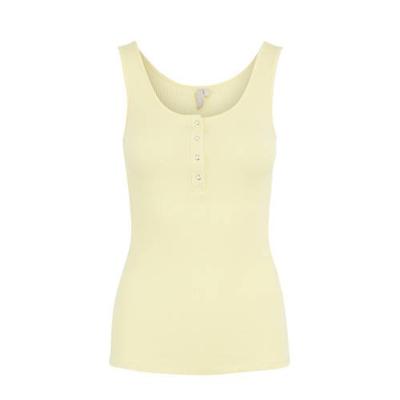 PIECES ribgebreide singlet lichtgeel