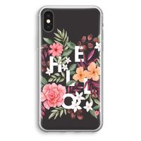 Hello in flowers: iPhone X Transparant Hoesje