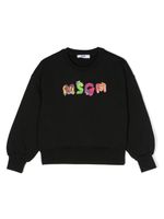 MSGM Kids sweat en coton à logo strassé - Noir