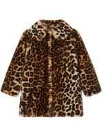 Dolce & Gabbana Kids manteau en fourrure artificielle à imprimé léopard - Marron