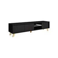 Meubella TV-Meubel Adriano - Zwart - 175 cm - Met LED