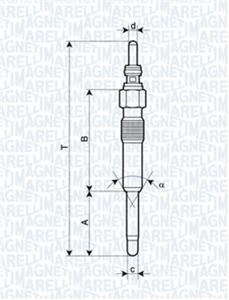 Gloeibougie MAGNETI MARELLI, Spanning (Volt)11V, u.a. für Alfa Romeo, VW, Ford, Chrysler, Rover, Seat, Opel, Audi, Jeep, Skoda, Dodge